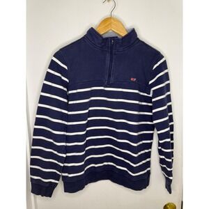 Vineyard Vines for Target Kids XL 16 Navy White Striped Quarter Zip Pullover